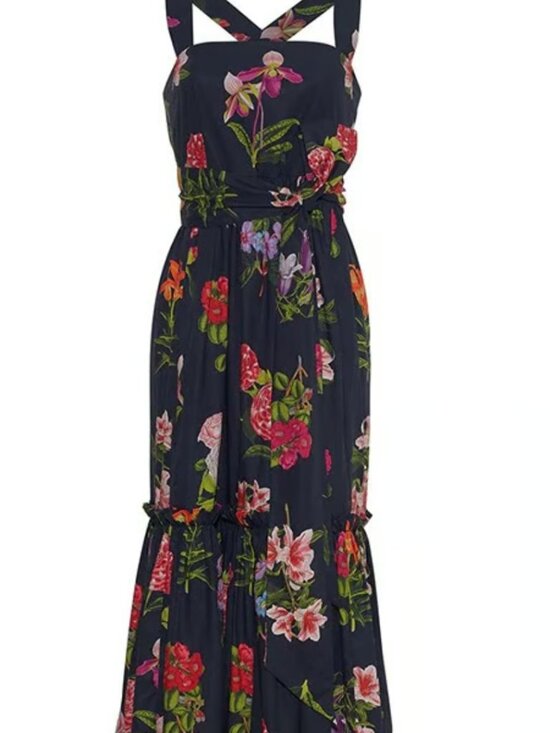 Cara Cara Julietta Dress in Evening Blue Camellia Size S - Picture 2 of 5